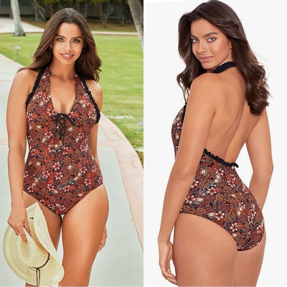 *$144 NWT Skinny Dippers Jasmine Sirena Soft Cup Adjustable One Piece Swimsuit S